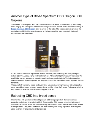 Another Type of Broad Spectrum CBD Oregon _ OH Sapiens