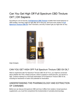 Can You Get High Off Full Spectrum CBD Tincture Oil_ _ OH Sapiens