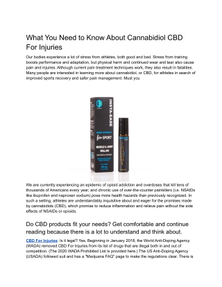 What You Need to Know About Cannabidiol CBD For Injuries