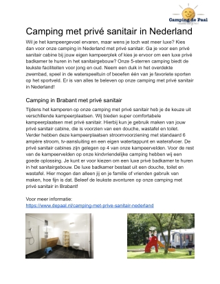 Camping met privé sanitair in Nederland