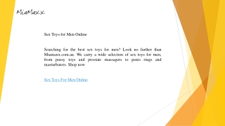 Sex Toys for Men Online  Miamaxx.com.au