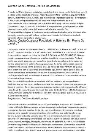 Cursos Com Estética Em Rio De Janeiro