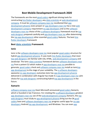 Best Mobile Development Framework 2020