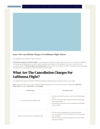 Know The Cancellation Charges For Lufthansa Flight