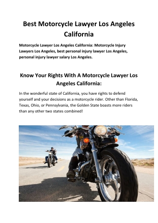 Best Motorcycle Lawyer Los Angeles California