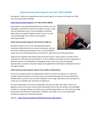Asbestsanierung Sankt Augustin vom Profi - 02241-2664987