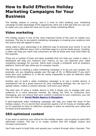 How to Build Effective Holiday Marketing Campaigns for your Business.