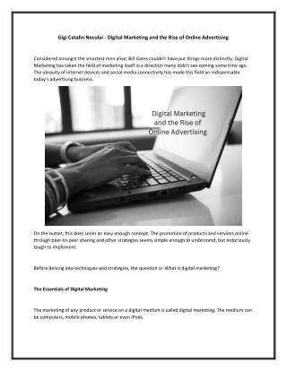 Gigi Catalin Neculai - Digital Marketing and the Rise of Online Advertising