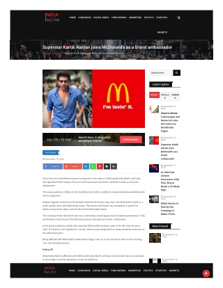 Superstar Kartik Aaryan joins McDonald’s as a brand ambassador