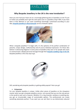 Why Bespoke Jewellery in the UK is the new trendsetter?