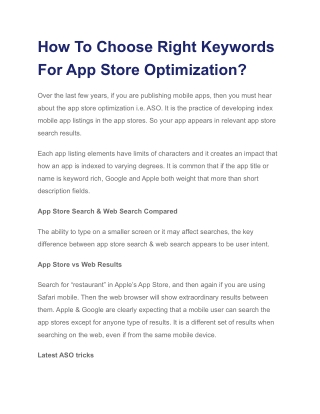 How To Choose Right Keywords For App Store Optimization?