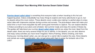 Kickstart Your Morning With Sunrise Desert Safari Dubai