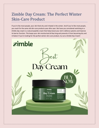 Zimble Day Cream The Perfect Winter Skin Care Product
