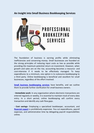 An insight into Small Business Bookkeeping Services