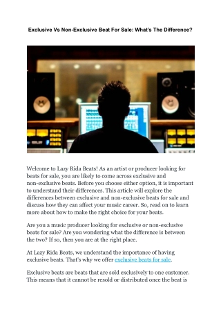 Exclusive Vs Non-Exclusive Beat For Sale_ What’s The Difference_