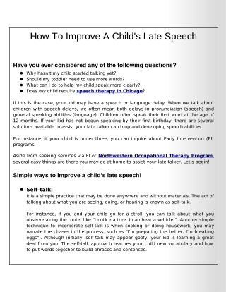 Improve Your Child's Speech and Language Today