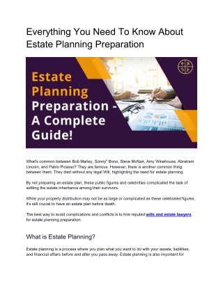 Everything You Need To Know About Estate Planning Preparation