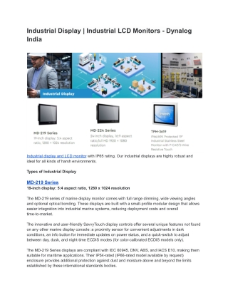 Industrial Display _ Industrial LCD Monitors - Dynalog India