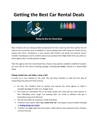 Getting the Best Car Rental Deals