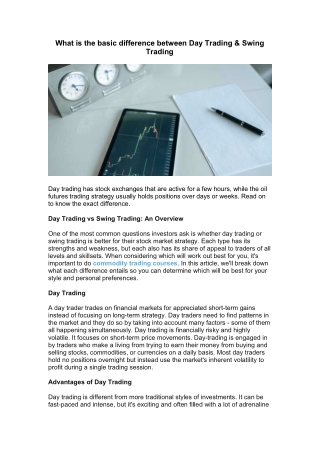 What is the basic difference between Day Trading & Swing Trading