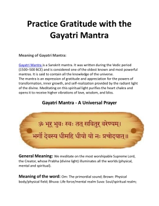 Practice Gratitude with the Gayatri Mantra