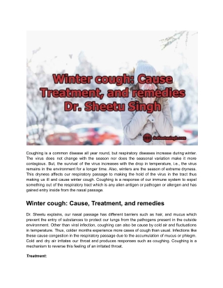 Winter cough_ Cause, Treatment, and remedies- Dr. Sheetu Singh