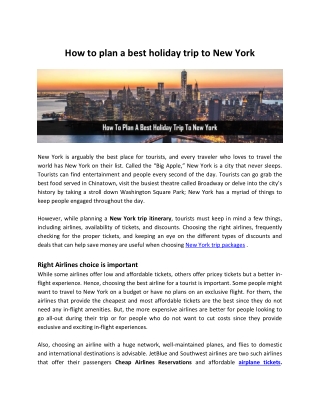 How to plan a best holiday trip to New York