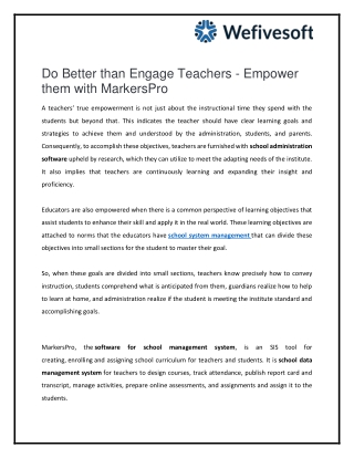 Do Better than Engage Teachers - Empower them with MarkersPro