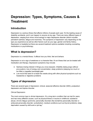 Depression_ Types, Symptoms, Causes & Treatment