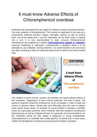 6 must-know Adverse Effects of Chloramphenicol overdose