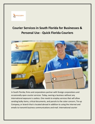 Courier Services South Florida - Quick Florida Couriers