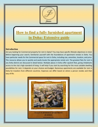 How to find a fully furnished apartment in Doha Extensive guide