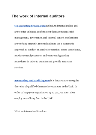 The work of internal auditors