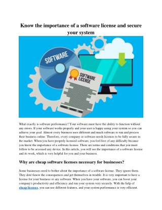 Know the importance of a software license and secure your system