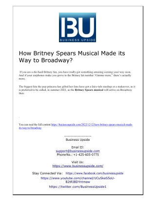 How Britney Spears Musical Made its Way to Broadway