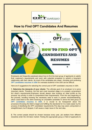 Find OPT Candidates in USA