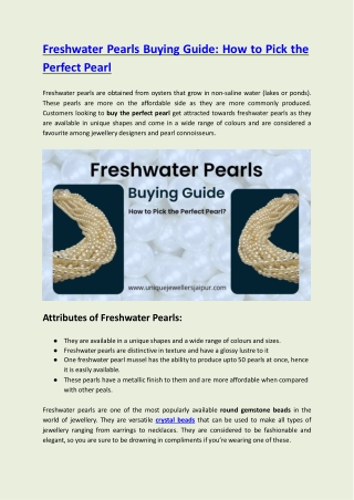 Freshwater Pearls Buying Guide: How to Pick the Perfect Pearl