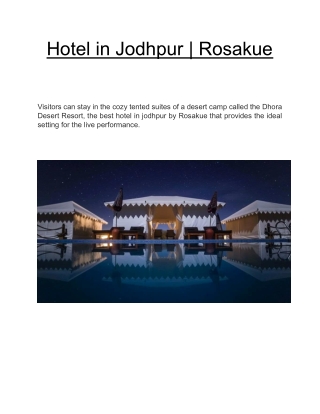 Best Resort in Pushkar  | Rosakue