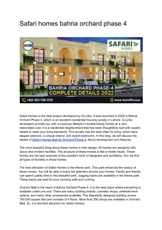 Safari homes bahria orchard phase 4