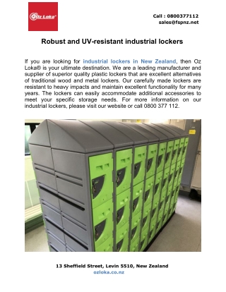 Robust and UV-resistant industrial lockers