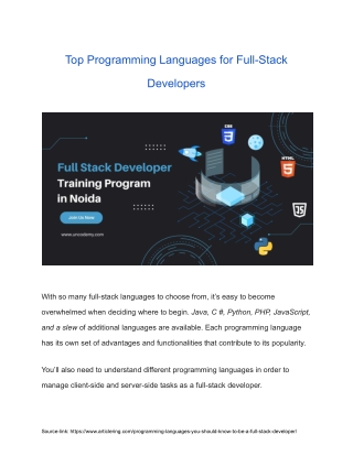 Top Programming Languages for Full-Stack Developers