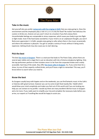 Live singing while at a restaurant or Cafe is a next level experience!