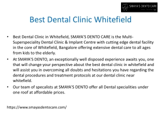 Best Dental Clinic Whitefield-Dental Clinic Near Whitefield