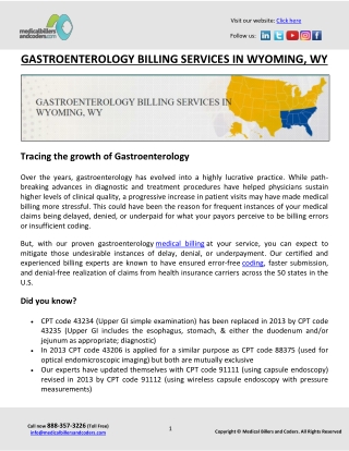 GASTROENTEROLOGY BILLING SERVICES IN WYOMING, WY