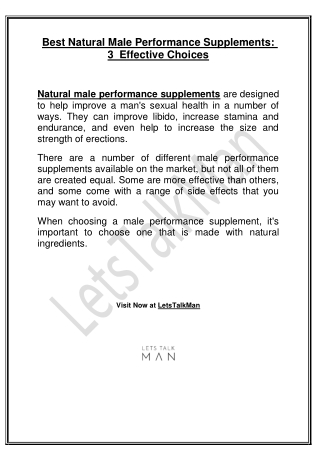 Best Natural Male Performance Supplements 3  Effective Choices