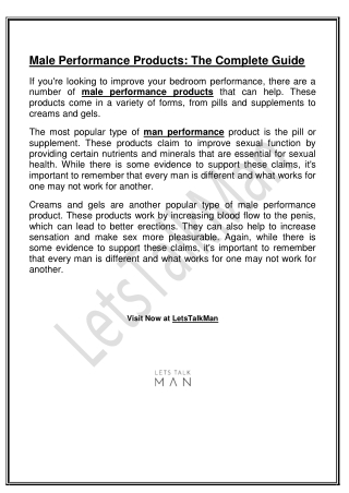 Male Performance Products The Complete Guide