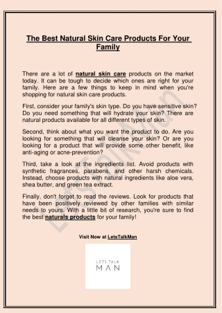 The Best Natural Skin Care Products For Your Family