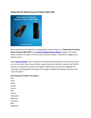 Global Stick PC Market Research Report 2022-2032