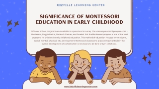 SIGNIFICANCE OF MONTESSORI EDUCATION IN EARLY CHILDHOOD