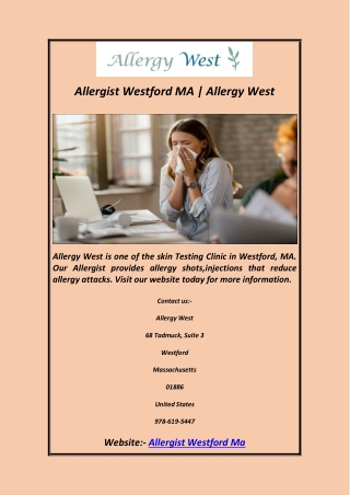 Allergist Westford MA | Allergy West